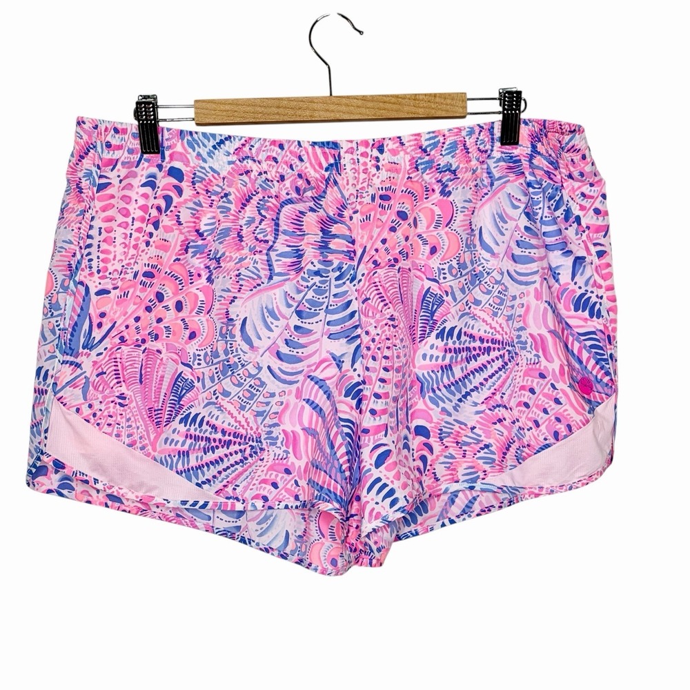 Lilly Pulitzer Ocean Trail Shorts Razberry See You Soon Womens Size XL Luxletic